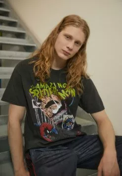 HUF Brock Washed Tee - T-Shirt Print - Washed Black