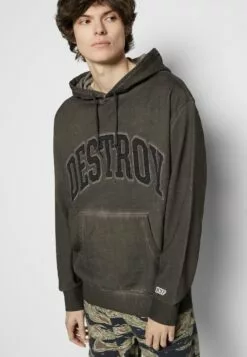 HUF Destroy Rebuild Faded Hoodie - Sweater - Gunmetal -Huf Winkel b7550d143594456f92df3ea23ac682ef