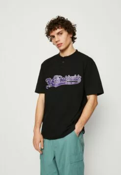 HUF Harlan Baseball Henley Unisex - T-Shirt Print - Black