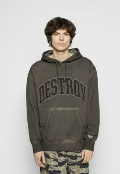HUF Destroy Rebuild Faded Hoodie - Sweater - Gunmetal -Huf Winkel f93920c294554980b6c00b09b3b41ba6