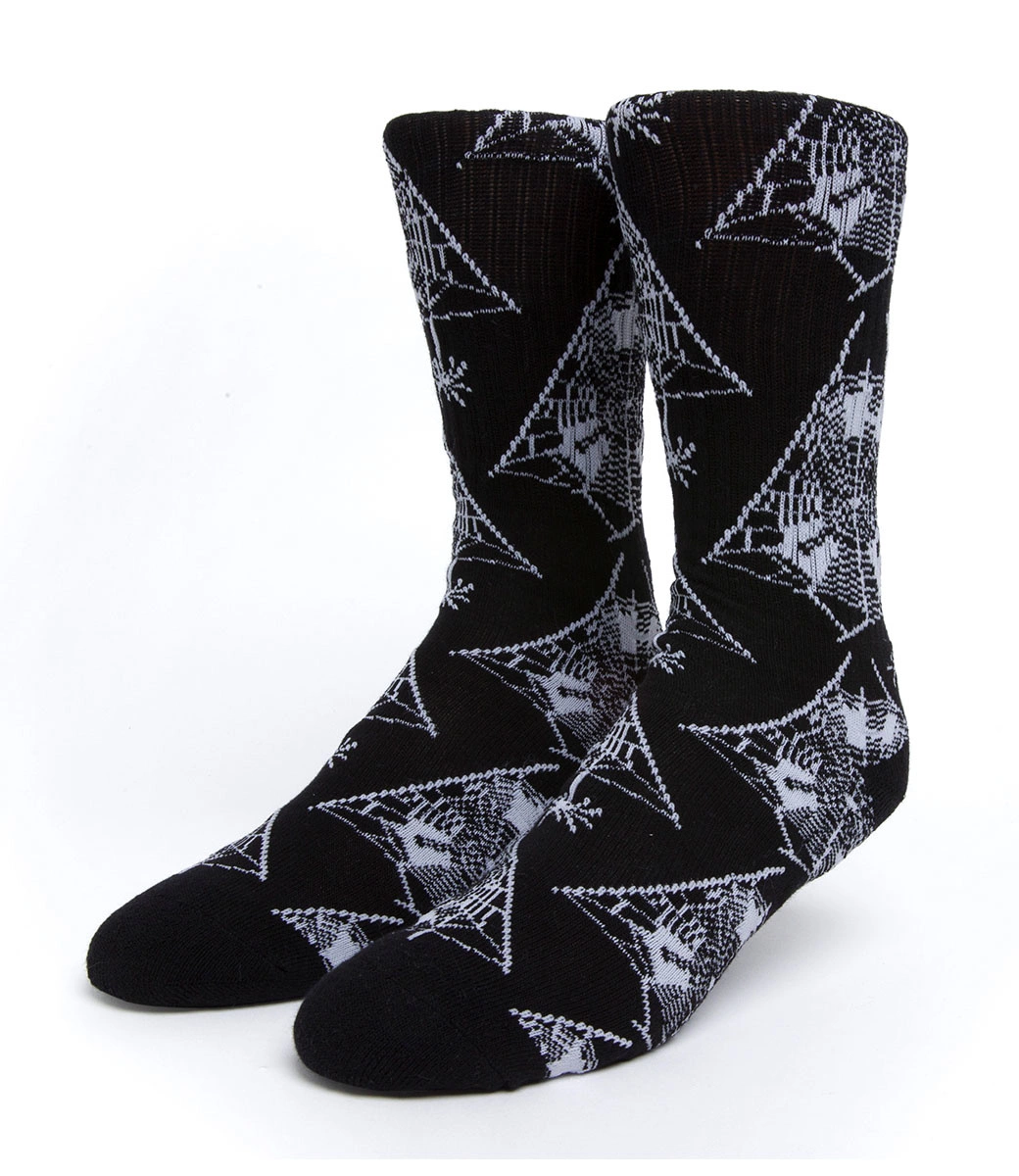 HUF Tangled Webs Crew Sock - Black 2 HUF Tangled Webs Crew Sock - Black - Afbeelding 2